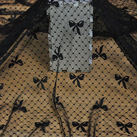 55 インチ幅の蝶ネクタイとドット ブラック刺繍レース生地ヤード