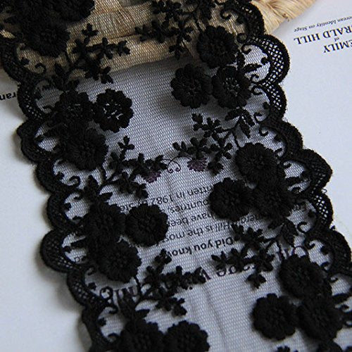 Black cotton lace trim - Lace trim - lace fabric from