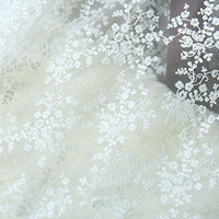 51" Wide Floral Embroidered Mesh Lace Fabric by the Yard
