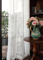 106 inches Width Vintage Floral Embroidery Lace Curtain Veil Panel by The Yard