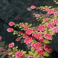 130cm Width x 90cm Length Rose Floral Embroidery Organza Lace Tulle Lace Fabric