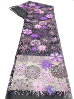 125cm Width x 90cm Length Premium Sequins Embroidery Abstract Floral Lace Fabric