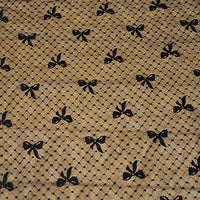 55” Width Bow Tie and Dots Black Embroidery Lace Fabric by the Yard