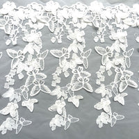 57” Width 3D Butterfly Embroidery Haute Couture Lace Fabric by the Yard -Off White