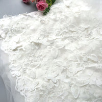 57” Width 3D Butterfly Embroidery Haute Couture Lace Fabric by the Yard -Off White