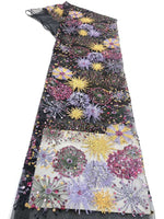 125cm Width x 90cm Length Premium Sequins Embroidery Abstract Floral Lace Fabric