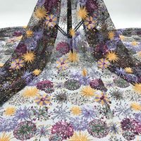 125cm Width x 90cm Length Premium Sequins Embroidery Abstract Floral Lace Fabric