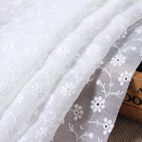 125cm Width Premium Chiffon Flower and Vine Embroidery lace Fabric by the Yard