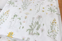 92 inches Width Vintage Botanical with Yellow Blossoming Print Cotton Fabric by The Yard