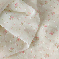 59 inches Width Polka Chiffon Flower Print Lace Fabric by the Yard