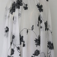 145cm Width x 95cm Length Black and White Floral Embroidery Chiffon Fabric