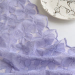 125cm Width x 95cm Length Premium Purple Floral Embroidered  Lace Fabric