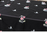 130cm Width x 95cm Length Premium 3D Floral Embroidery Black Lace Fabric