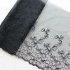 23cm Width x 270cm Length Abstract Cherry Blossom Floral Embroidery Lace Fabric Trim (Black)