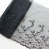 幅23cm x 長さ270cm 抽象的な桜の花の刺繍レース生地トリム (ブラック)