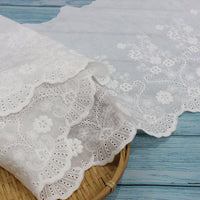 26cm Width x180cm Length Vintage  Floral Embroidery Eyelet  Cotton Fabric
