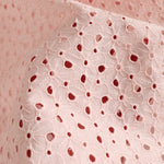 140cm Width x 95cm Length Premium Eyelet Poppy Flower Embroidery Pink  Cotton Fabric
