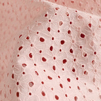 140cm Width x 95cm Length Premium Eyelet Poppy Flower Embroidery Pink  Cotton Fabric