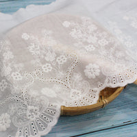 26cm Width x180cm Length Vintage  Floral Embroidery Eyelet  Cotton Fabric