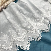 2 Yards x 28cm Width Vintage Floral Embroidered Cotton Thread Lace Trim