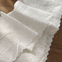 27cm Width x 190cm Length Premium Vintage Floral Embroidery Eyelet Cotton Lace Fabric Trim