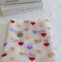 140cm Width x 95cm Length Colorful Hearts Pattern Yarn-dyed Jacquard Fairy Fashion Fabric