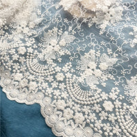 2 Yards x 40cm Width Vintage Floral Embroidery Lace Fabric Trim