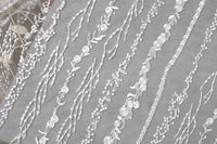 130cm Width x 90cm Length Premium Stripe Embroidery Wedding Lace Fabric
