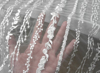 130cm Width x 90cm Length Premium Stripe Embroidery Wedding Lace Fabric