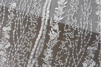 130cm Width x 90cm Length Premium Stripe Embroidery Wedding Lace Fabric