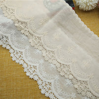 3 Yards x 14cm Width Vintage Floral Embroidery Cotton Lace Trim