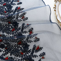 130cm Width x 95cm Length Premium Embroidery Black Lace Fabric width Red Flowers