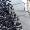 130cm Width x 95cm Length Premium Embroidery Black Lace Fabric width Red Flowers