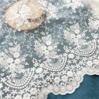 2 Yards x 40cm Width Vintage Floral Embroidery Lace Fabric Trim