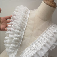 10cm Width x 290cm Length Premium 3-layer Floral Embroidery Lolita Frill Lace Fabric