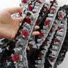 5cm Width x 290cm Length Premium Lolita White&Black 2-layer Rose Floral Embroidery Chiffon Lace Fabric Ribbon Trim