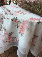 150cm Width Pink Flowers Branch Embroidery Lace Fabric by the Yard