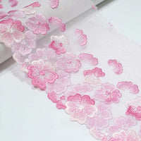 3 Yards x 18.5cm Width Beautiful Simple 3D Floral Embroidery Tulle Lace Trim