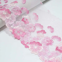 3 Yards x 18.5cm Width Beautiful Simple 3D Floral Embroidery Tulle Lace Trim