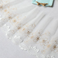 19cm Width Premium Golden Line Embroidery Lace Fabric by The Yard