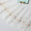 19cm Width Premium Golden Line Embroidery Lace Fabric by The Yard