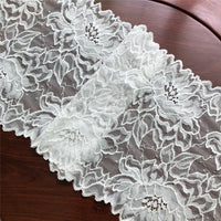 22cm Width x 290cm Length Premium Floral Embroidery Lace Fabric Trim
