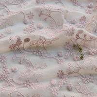 120cm Width x 95cm Length Vintage Pink Branch Flowers Embroidery Lace Fabric