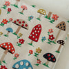 150cm Width x 95cm Length Vintage Mushroom and Flower Print Linen Fabric