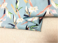 138cm Width x 95cm Length Premium Light Blue  Floral Silk Fabric