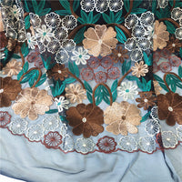 幅130cm×長さ95cm プレミアムランウェイ カラフル花柄刺繍レース生地