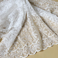 130cm Width x 95cm Length Leaf Branch Embroidery Organza Lace Fabric