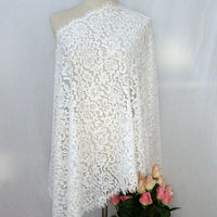 54cm Width x 290cm Length  Premium Eyelash Floral Embroidery Bone Lace Fabric