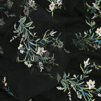 140cm Width x 95cm Length Vintage Botanical Floral Embroidered Black Lace Fabric