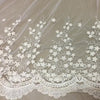 130cm 幅ヴィンテージ スター ツリー花柄刺繍レース チュール生地ヤード